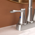 4 Inch 2 Handle Centerset Bathroom Faucet,With Pop Up Drain And 2 Water Supply Lines,Brushed Nickel Brushed Nickel Stainless Steel