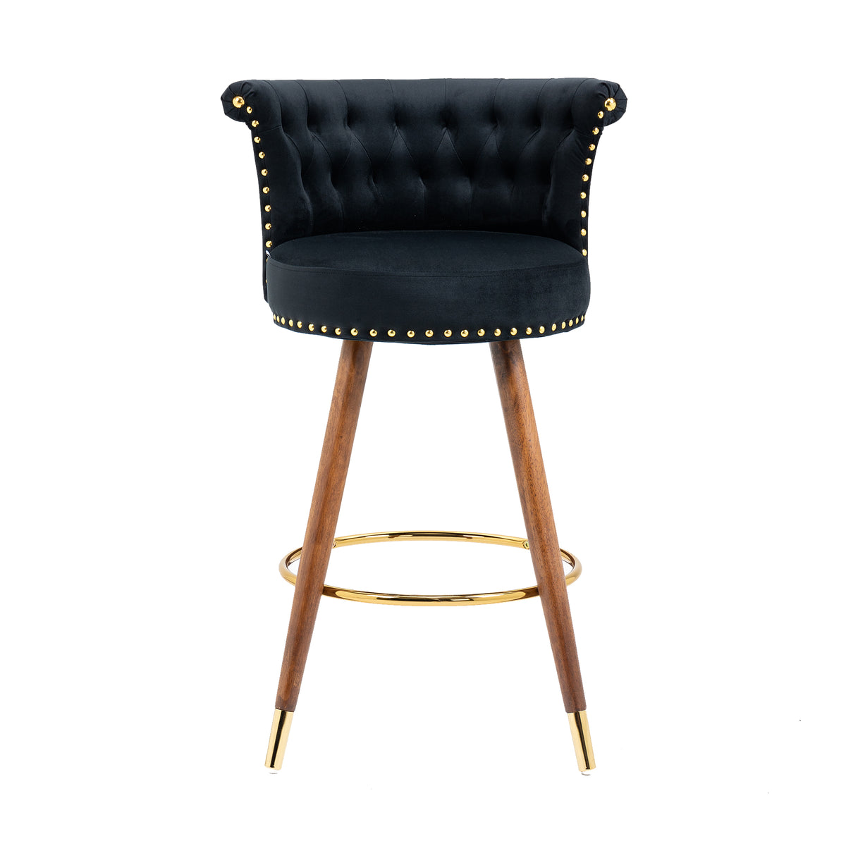 Coolmore Swivel Bar Stools With Backrest Footrest With A Fixed Height Of 360 Degrees Black Solid Wood