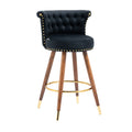Coolmore Swivel Bar Stools With Backrest Footrest With A Fixed Height Of 360 Degrees Black Solid Wood