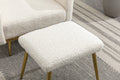 Coolmore Velvet Accent Chair With Adjustable Armrests And Backrest, Button Tufted Lounge Chair, Single Recliner Armchair With Ottoman White Teddy Metal