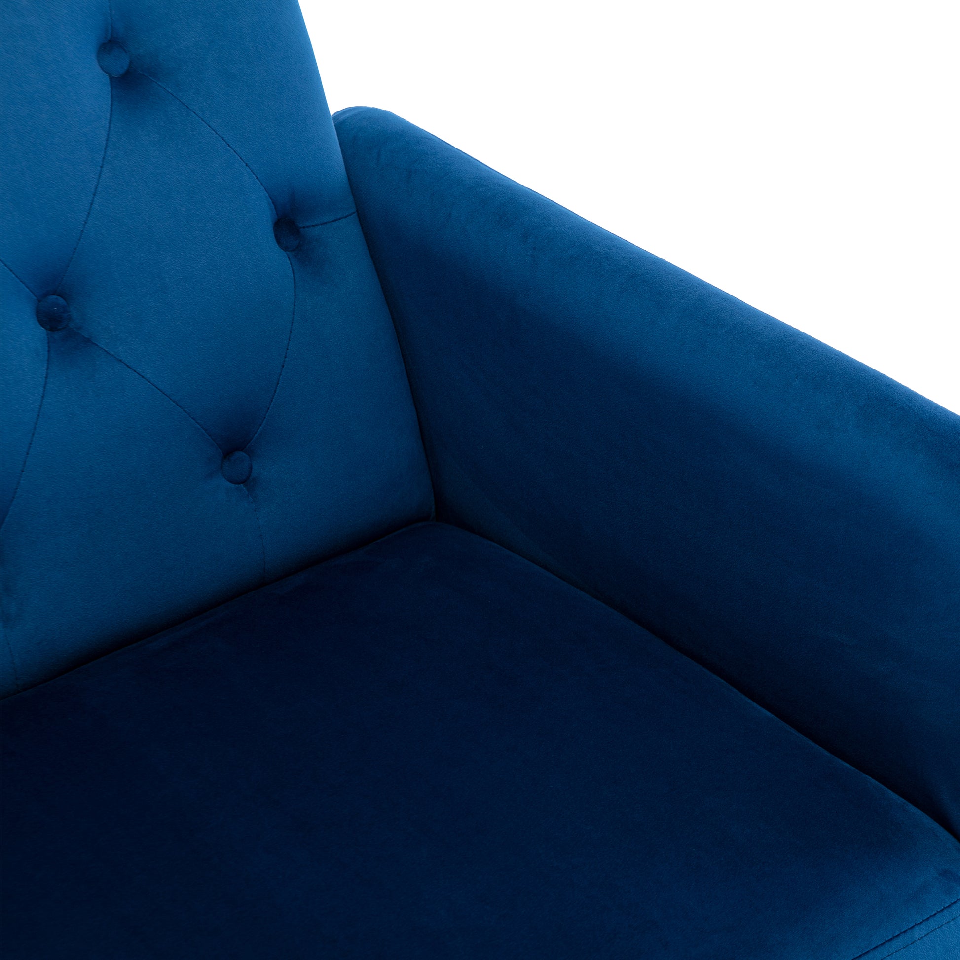 Coolmore Velvet Accent Chair With Adjustable Armrests And Backrest, Button Tufted Lounge Chair, Single Recliner Armchair With Ottoman Navy Metal