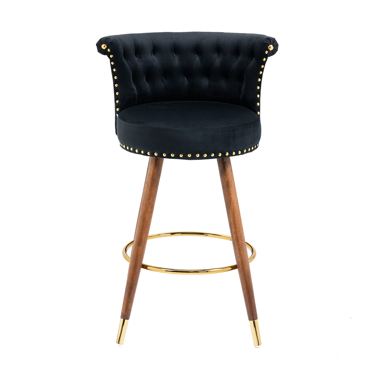 Coolmore Swivel Bar Stools With Backrest Footrest With A Fixed Height Of 360 Degrees Black Solid Wood