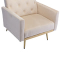Coolmore Velvet Accent Chair With Adjustable Armrests And Backrest, Button Tufted Lounge Chair, Single Recliner Armchair With Ottoman Beige Metal