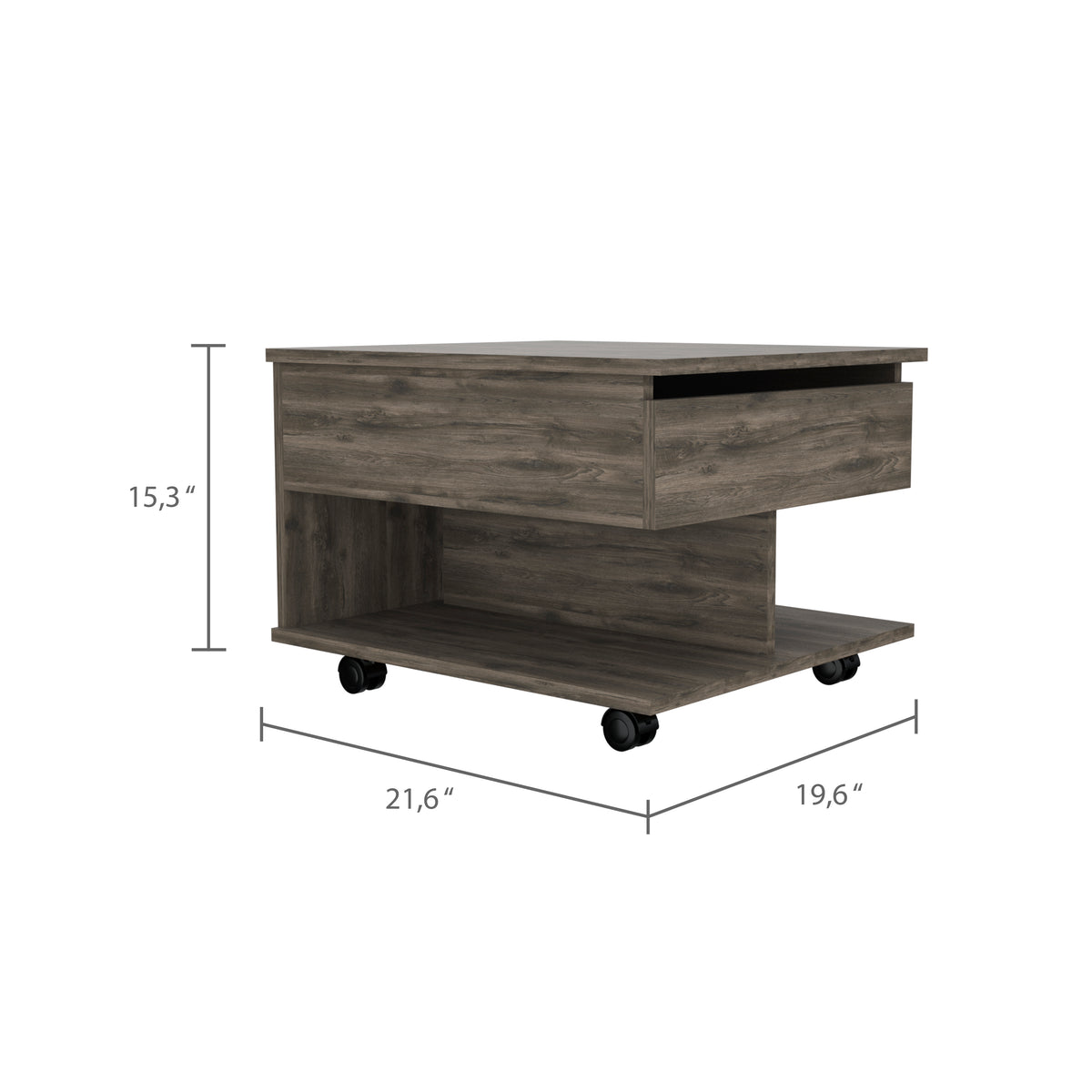 Dark Brown 1 Drawer 1 Shelf Lift Top Coffee Table Brown Particle Board