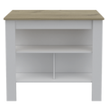 Rockaway 3 Shelf Kitchen Island White And Light Oak White Particle Board