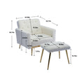 Coolmore Velvet Accent Chair With Adjustable Armrests And Backrest, Button Tufted Lounge Chair, Single Recliner Armchair With Ottoman White Teddy Metal