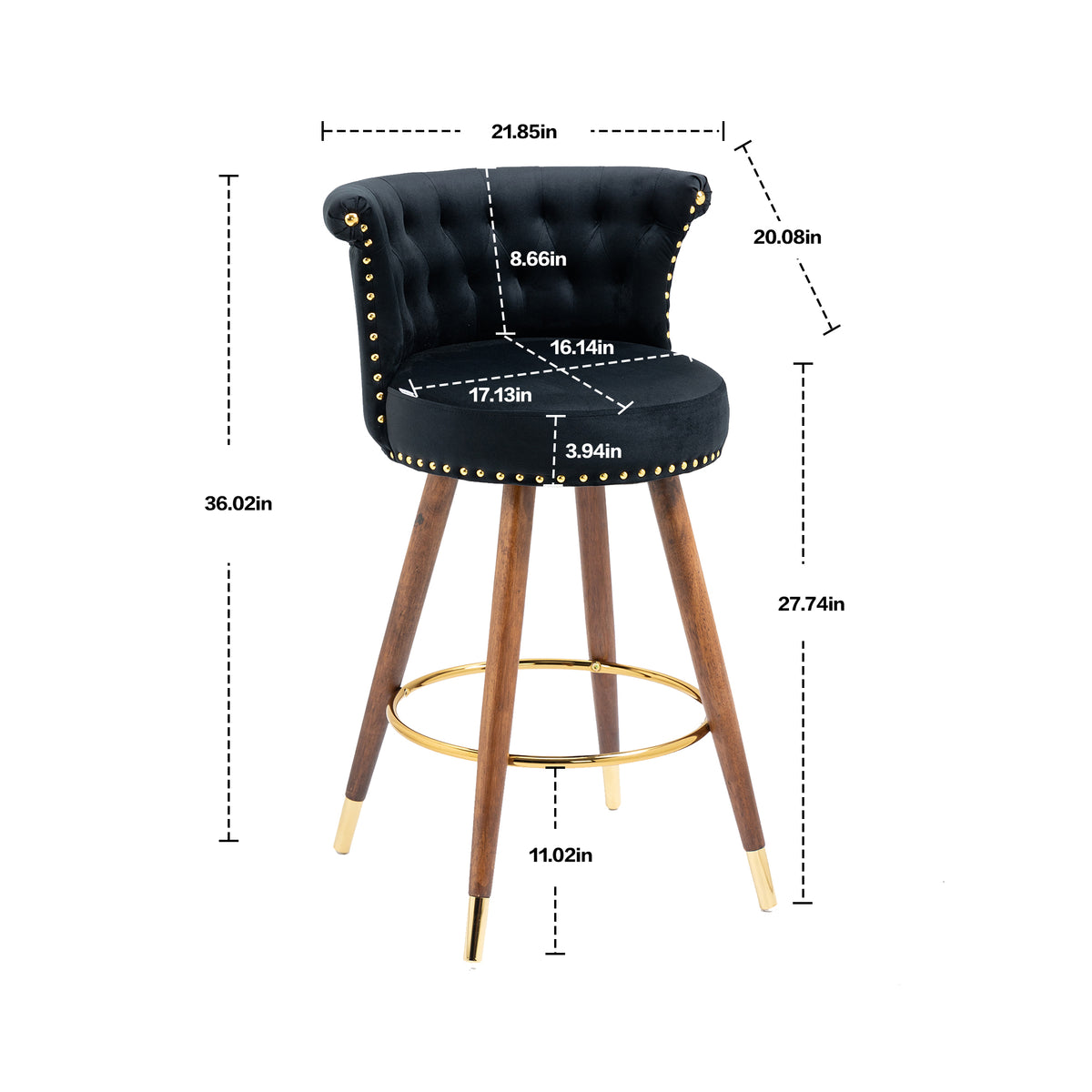 Coolmore Swivel Bar Stools With Backrest Footrest With A Fixed Height Of 360 Degrees Black Solid Wood
