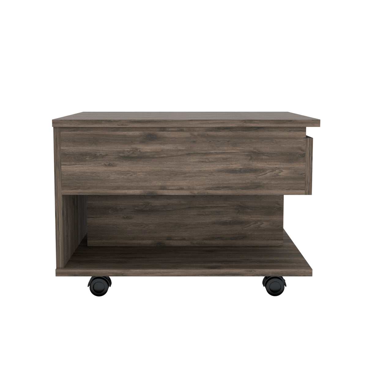 Dark Brown 1 Drawer 1 Shelf Lift Top Coffee Table Brown Particle Board