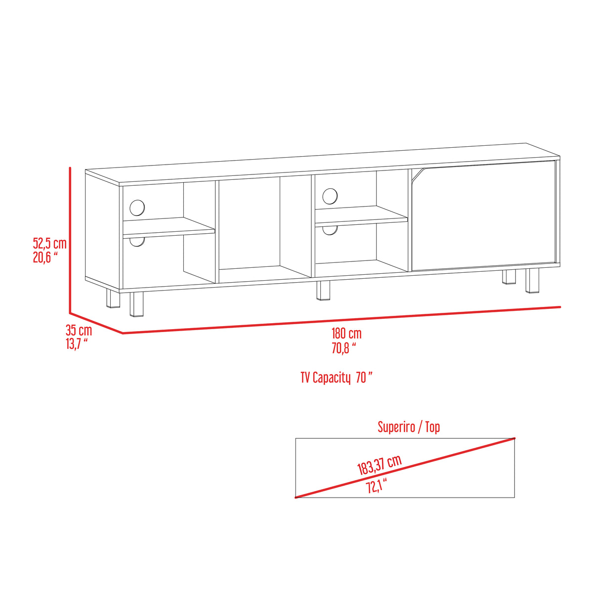 Harwich 5 Shelf Tv Stand White White 70 79 Inches Particle Board