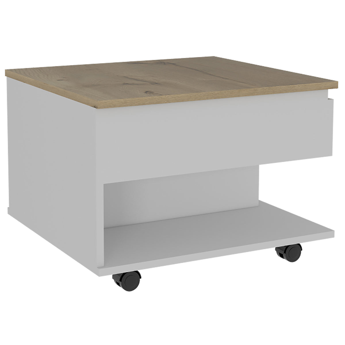 White And Light Oak 1 Drawer 1 Shelf Lift Top Coffee Table White Particle Board