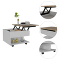 White And Light Oak 1 Drawer 1 Shelf Lift Top Coffee Table White Particle Board