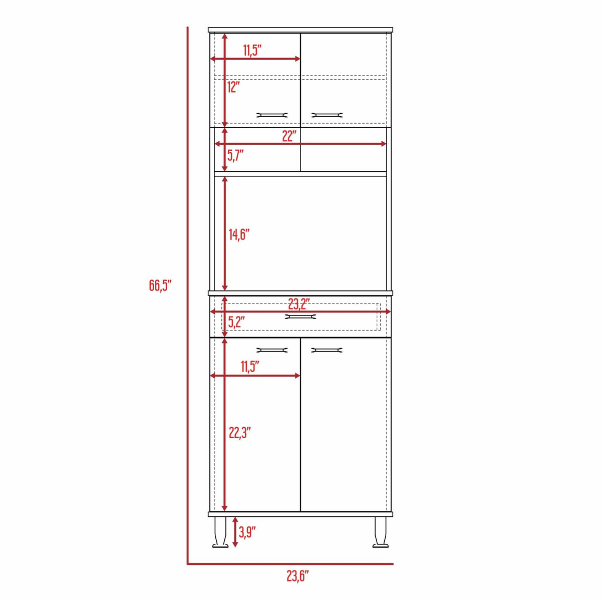 Santa Maria 1 Drawer 1 Shelf Area Pantry With Adjustable Metal Legs Black Wengue Black Particle Board
