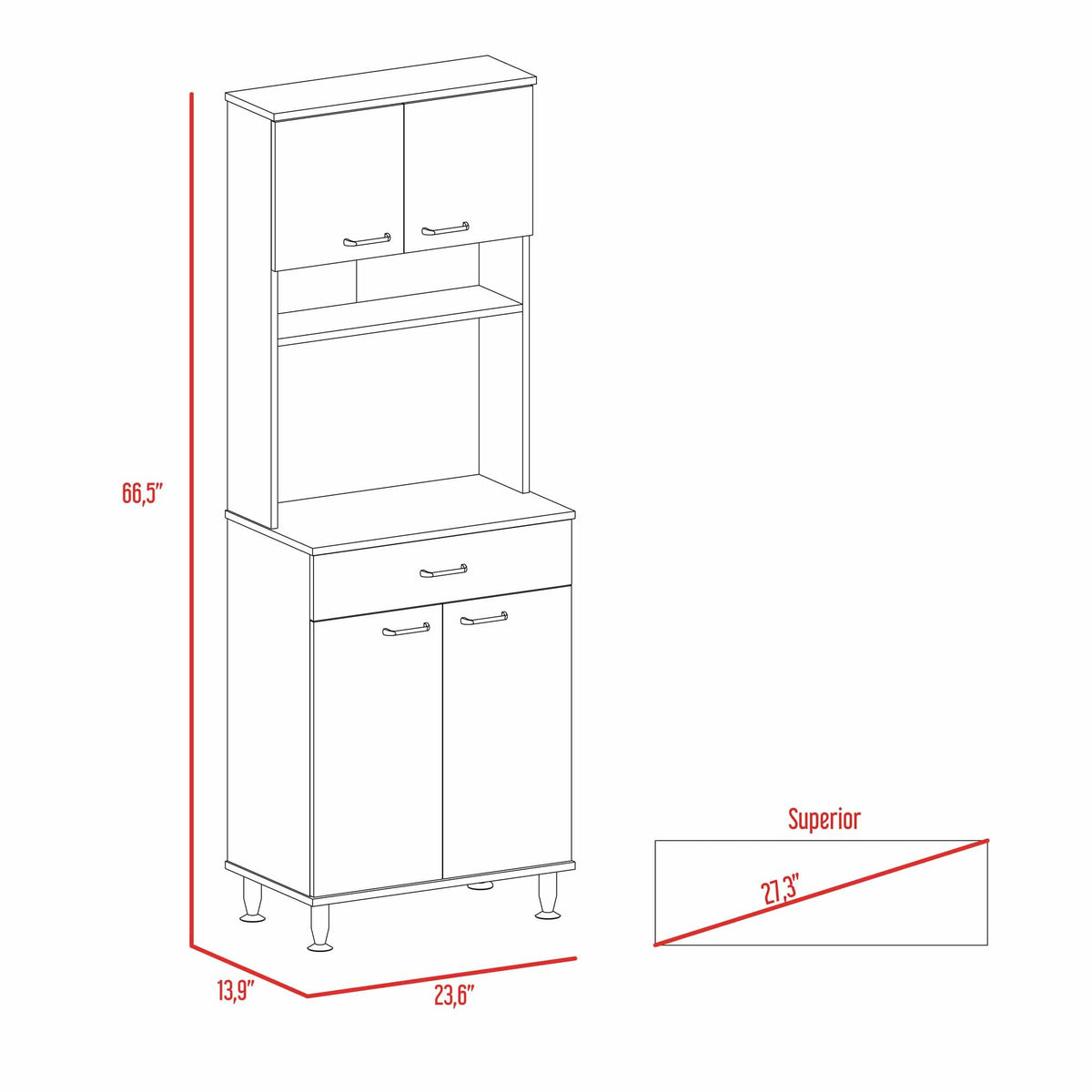 Santa Maria 1 Drawer 1 Shelf Area Pantry With Adjustable Metal Legs Black Wengue Black Particle Board