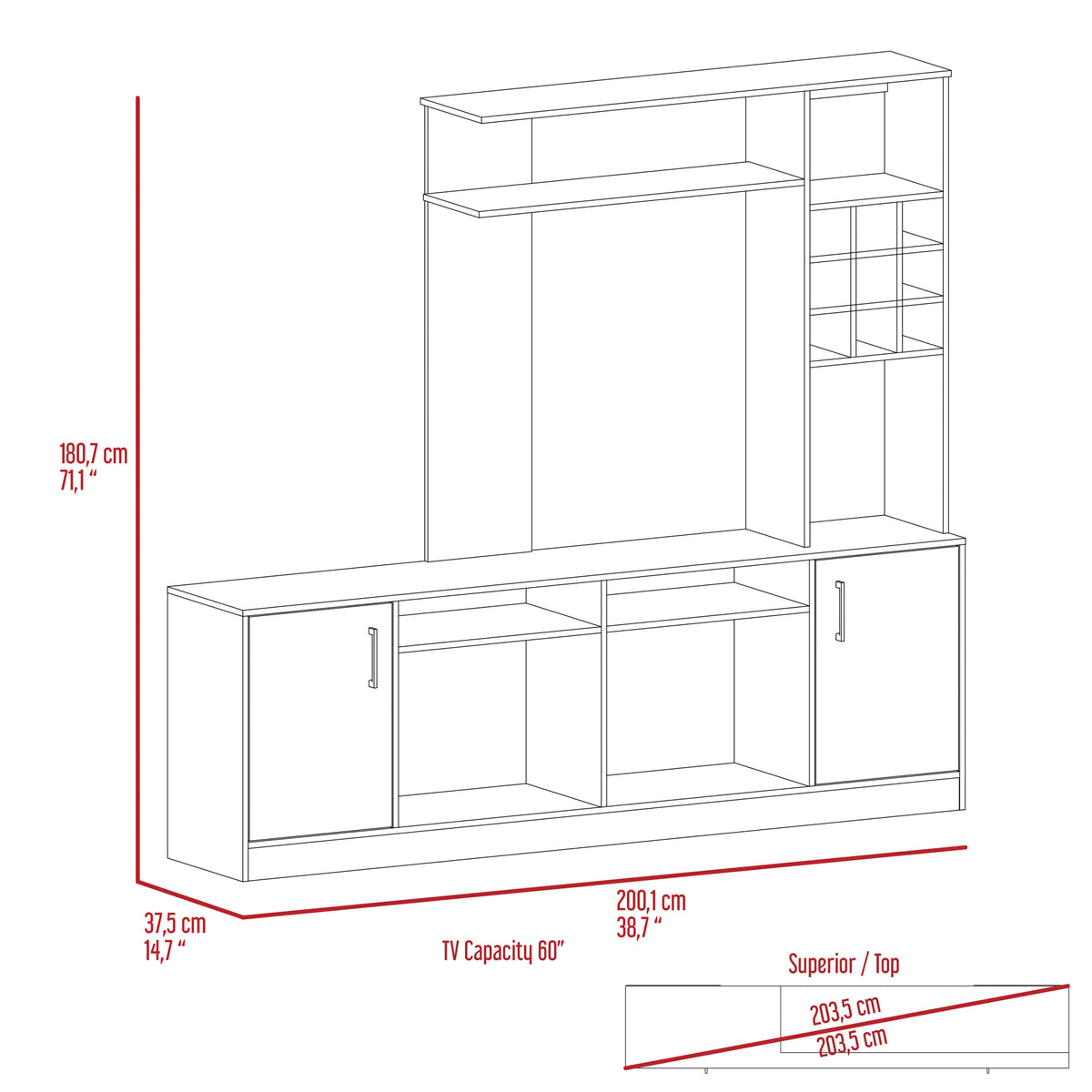 Latrou 6 Bottle 2 Door Entertainment Center Black Wengue Black Primary Living Space 60 Inches 60 69 Inches 60 Inches Particle Board