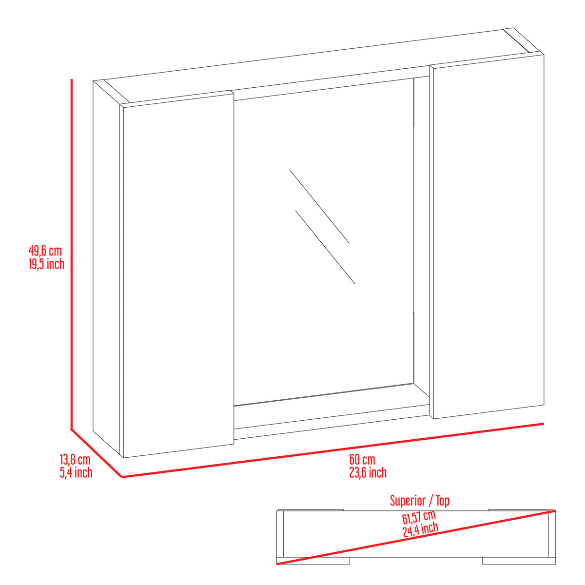 Ellegrini 1 Drawer Medicine Cabinet White White Particle Board