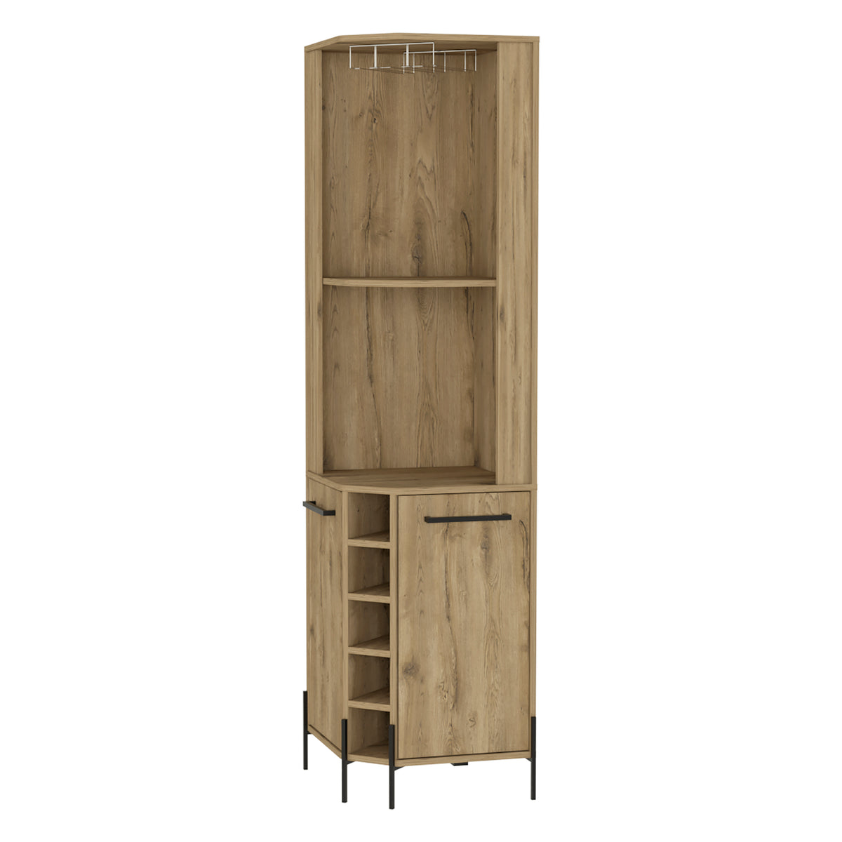 Macadamia 5 Bottle 2 Shelf Bar Cabinet Beige Particle Board