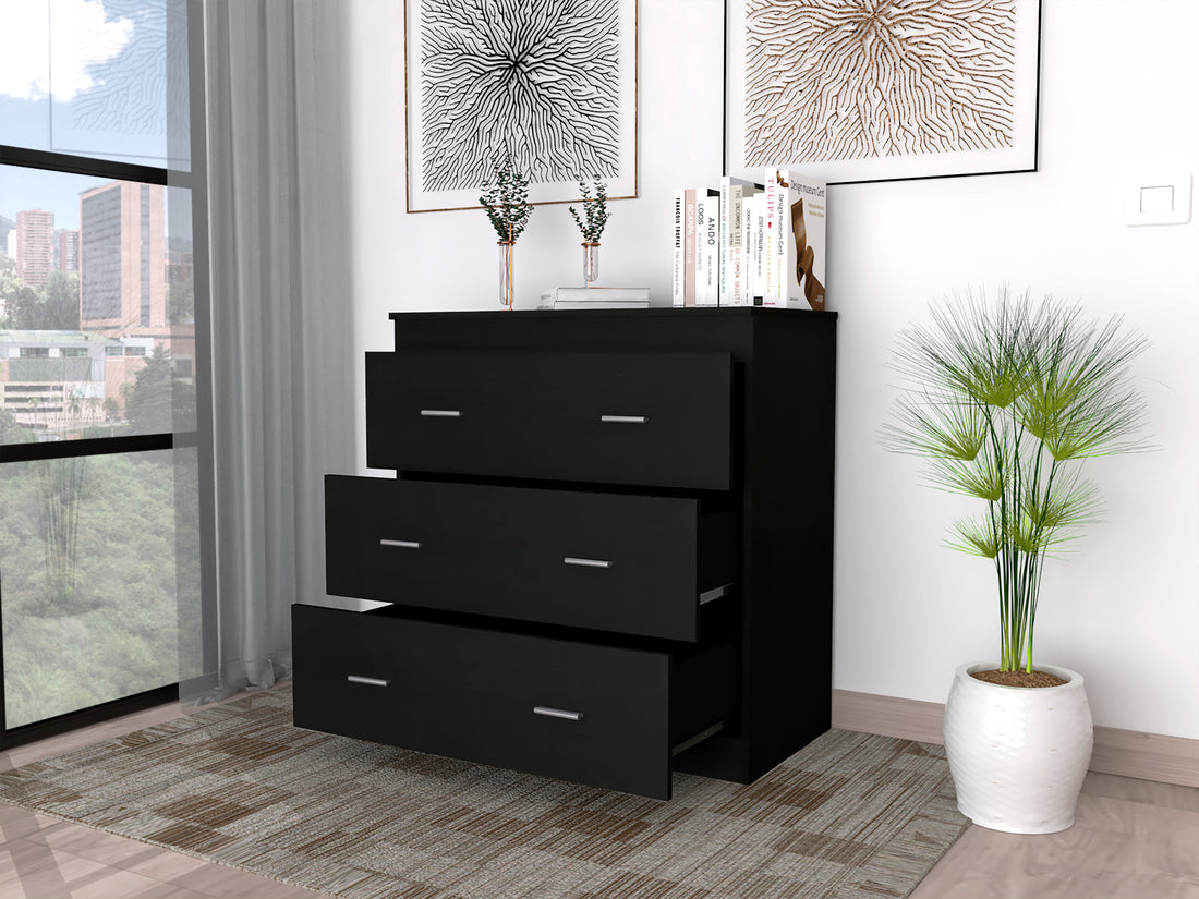 Montclair 3 Drawer Dresser Black Black Particle Board