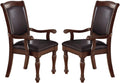 Majestic Royal Dining Room Table W Leaf 2X Arm Chairs And 6X Side Chairs Brown 9Pc Set Rubberwood Dining Table Double Pedestal Base Rectangle Table Brown Wood Dining Room Solid Wood Rubberwood Rectangular Dining Table With Chair Upholstered Chair Wood