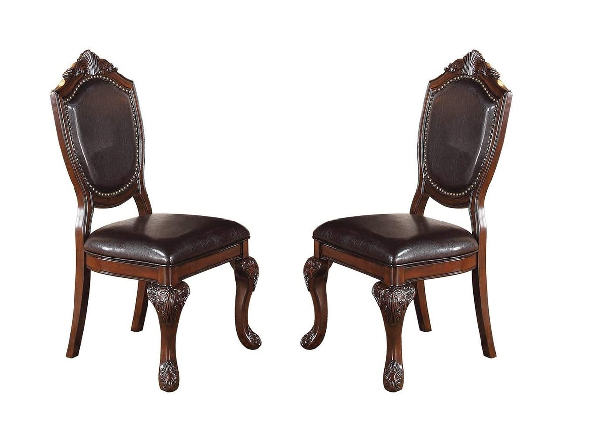 Formal Dining Room Table W Leaf 2X Arm Chairs And 6X Side Chairs Brown 9Pc Set Dining Table Double Pedestal Base Royal Rectangle Table Brown Wood Dining Room Solid Wood Rubberwood Rectangular Dining Table With Chair Wood Wood Brown Seats 8