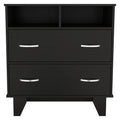 Aaron 2 Drawer 2 Shelf Dresser Black Wengue Black Particle Board