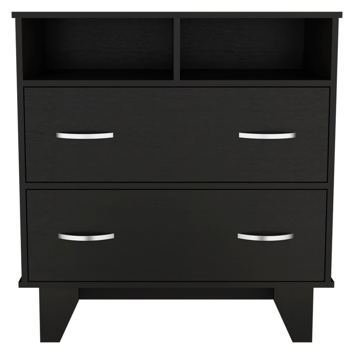 Aaron 2 Drawer 2 Shelf Dresser Black Wengue Black Particle Board