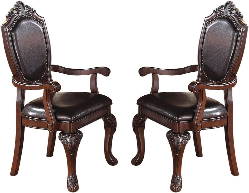 Formal Dining Room Table W Leaf 2X Arm Chairs And 6X Side Chairs Brown 9Pc Set Dining Table Double Pedestal Base Royal Rectangle Table Brown Wood Dining Room Solid Wood Rubberwood Rectangular Dining Table With Chair Wood Wood Brown Seats 8
