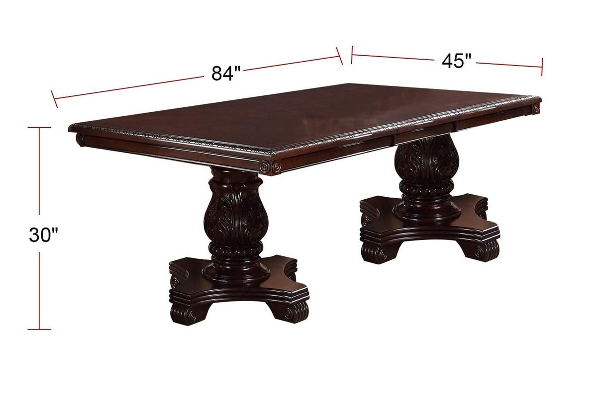 Formal Dining Room Table W Leaf 2X Arm Chairs And 6X Side Chairs Brown 9Pc Set Dining Table Double Pedestal Base Royal Rectangle Table Brown Wood Dining Room Solid Wood Rubberwood Rectangular Dining Table With Chair Wood Wood Brown Seats 8