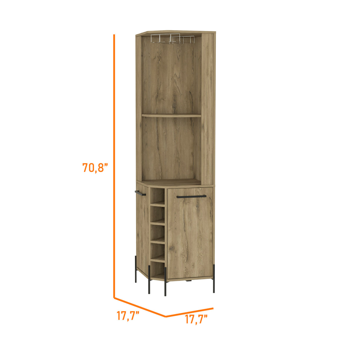 Macadamia 5 Bottle 2 Shelf Bar Cabinet Beige Particle Board