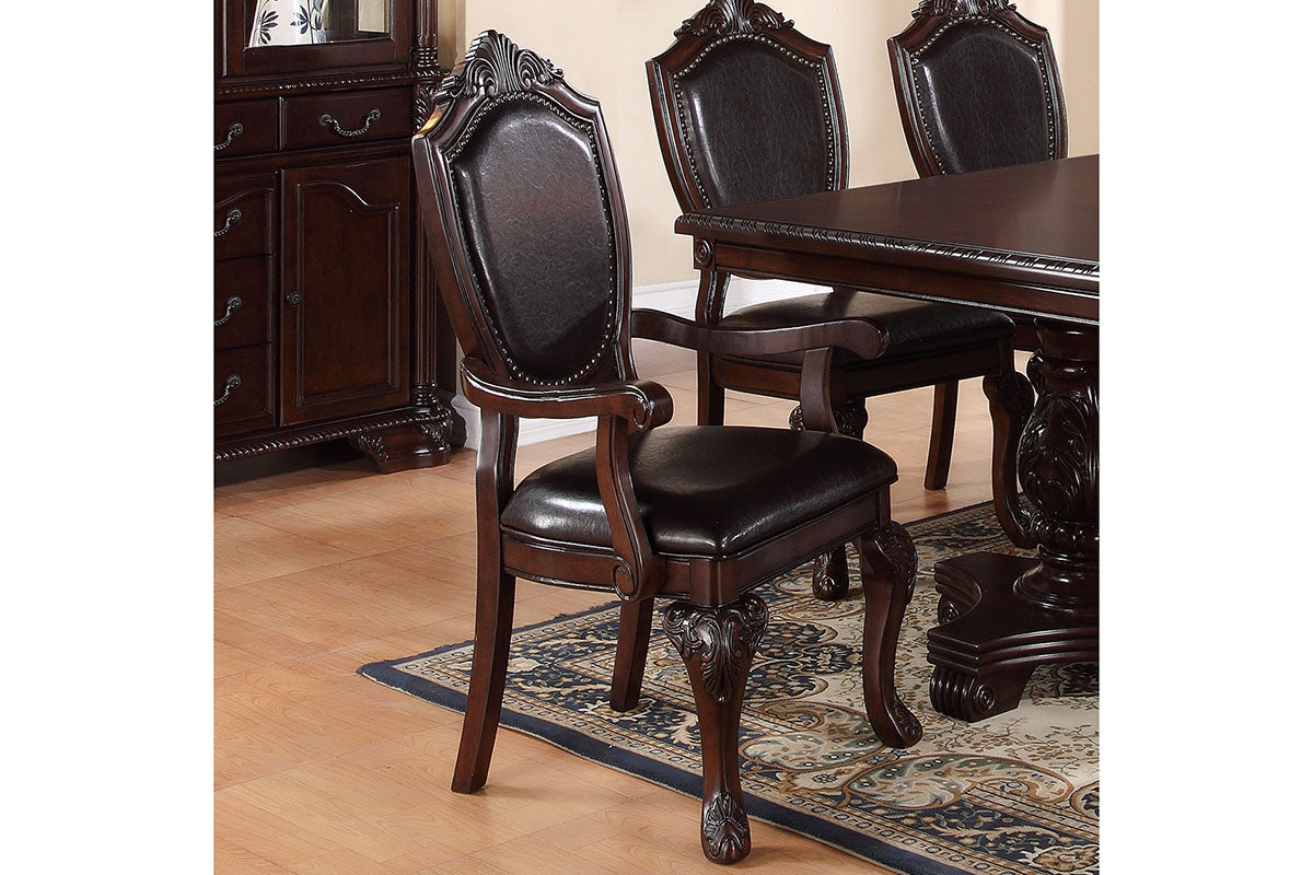 Formal Dining Room Table W Leaf 2X Arm Chairs And 6X Side Chairs Brown 9Pc Set Dining Table Double Pedestal Base Royal Rectangle Table Brown Wood Dining Room Solid Wood Rubberwood Rectangular Dining Table With Chair Wood Wood Brown Seats 8