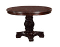Majestic Classic Formal Dining Room Table And 4X Side Chairs Brown 5Pc Set Dining Table Pedestal Base Round Table Faux Leather Brown Brown Dining Room Luxury,Traditional Rubberwood Rubber Wood