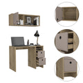 Light Oak And Taupe 2 Shelf 3 Drawer 2 Piece Office Set Light Oak Particle Board