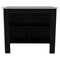 Rockaway 3 Shelf Kitchen Island Black And Ibiza Marble Black Particle Board