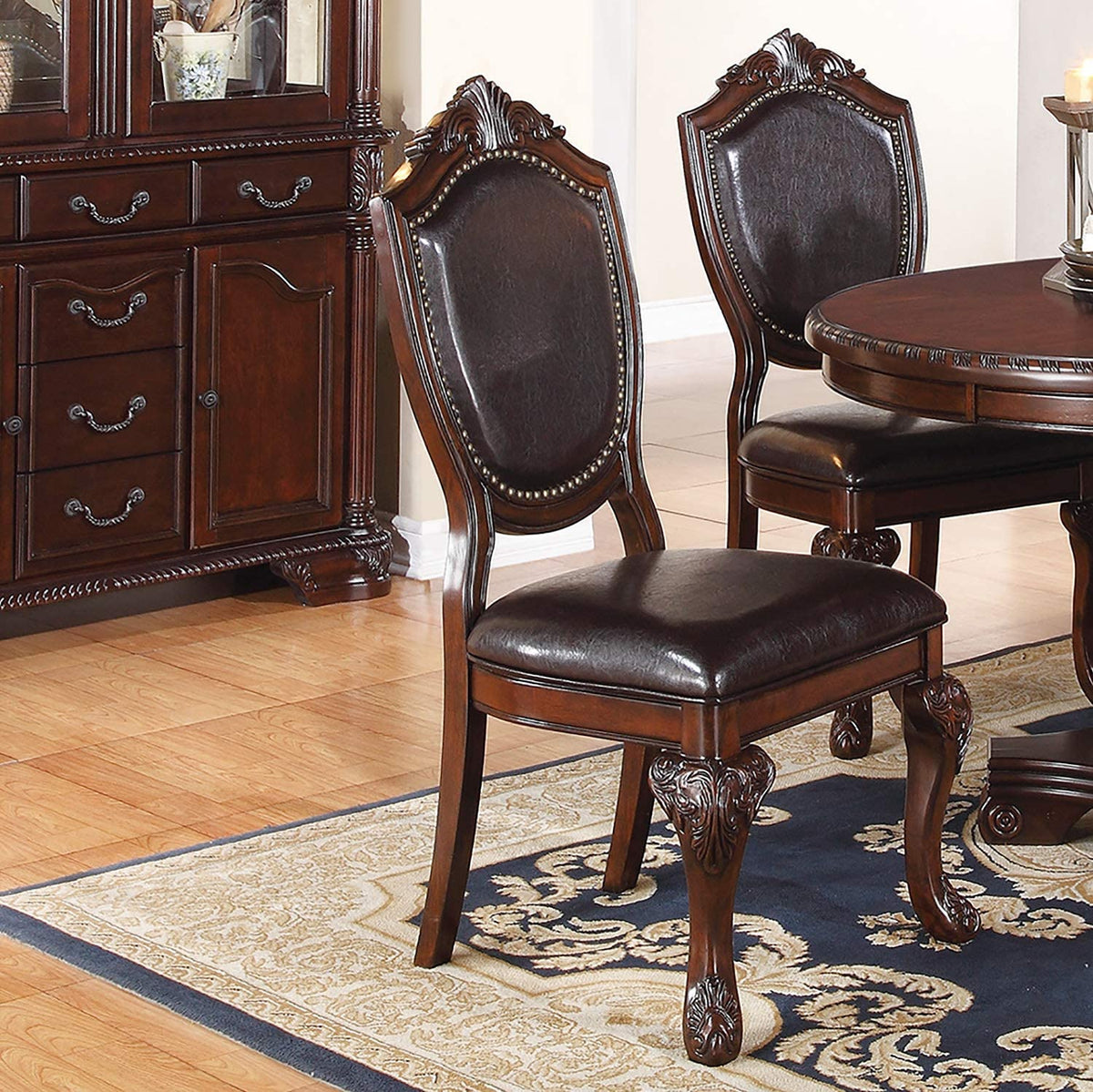 Formal Dining Room Table W Leaf 2X Arm Chairs And 6X Side Chairs Brown 9Pc Set Dining Table Double Pedestal Base Royal Rectangle Table Brown Wood Dining Room Solid Wood Rubberwood Rectangular Dining Table With Chair Wood Wood Brown Seats 8