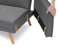 Variable Bed Sofa Living Room Folding Sofa Gray Foam Cotton 4 Seat