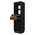 Black Wengue And Walnut 12 Bottle 2 Drawer 1 Shelf Bar Cabinet Black Particle Board