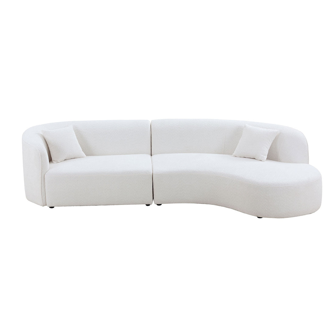 Luxury Modern Style Living Room Upholstery Curved Sofa With Chaise 2 Piece Set, Right Hand Facing Sectional, Boucle Couch, White White Boucle 4 Seat
