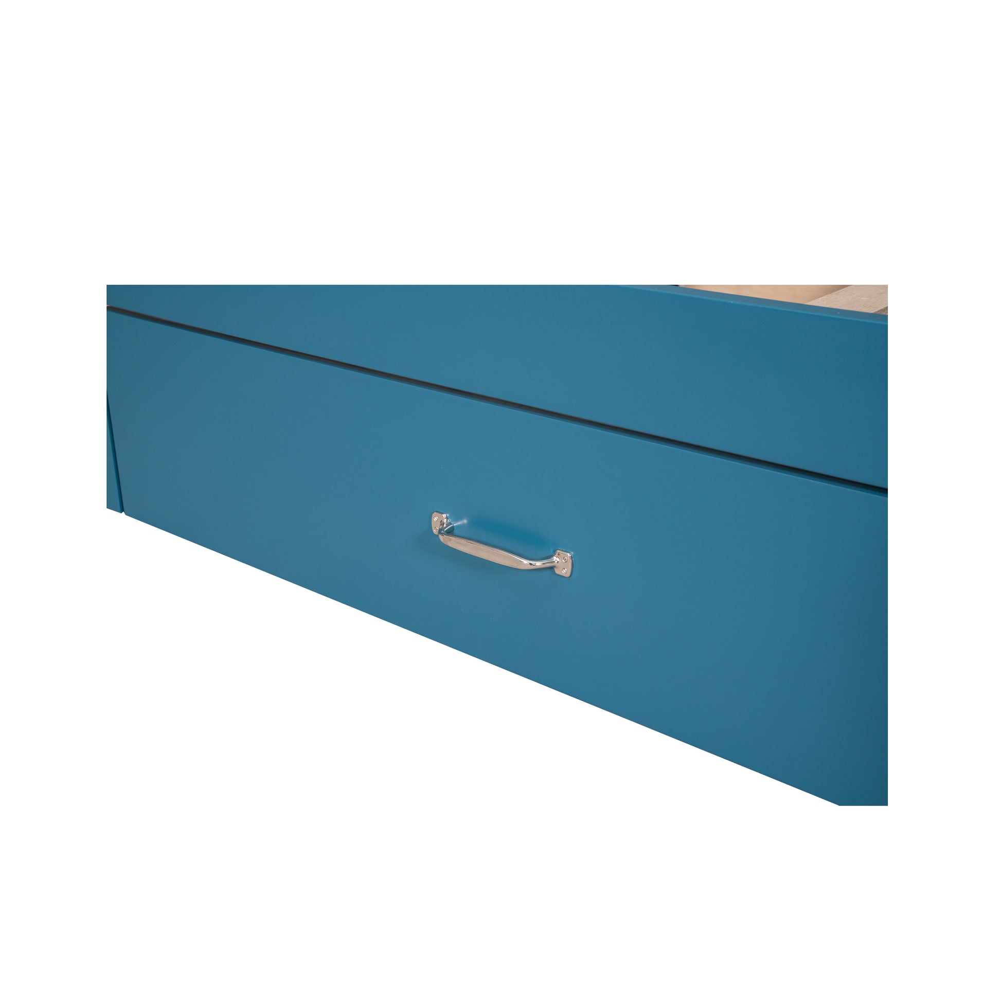 Full Size Platform Bed With Drawers And Storage Shelves, Blue Blue Pine