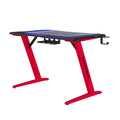 Gaming Desk, Steel Legs, Multicolored Led Lights, Cup Holder, 3 Usb Ports, Tempered Glass Accent In Red Red Metal