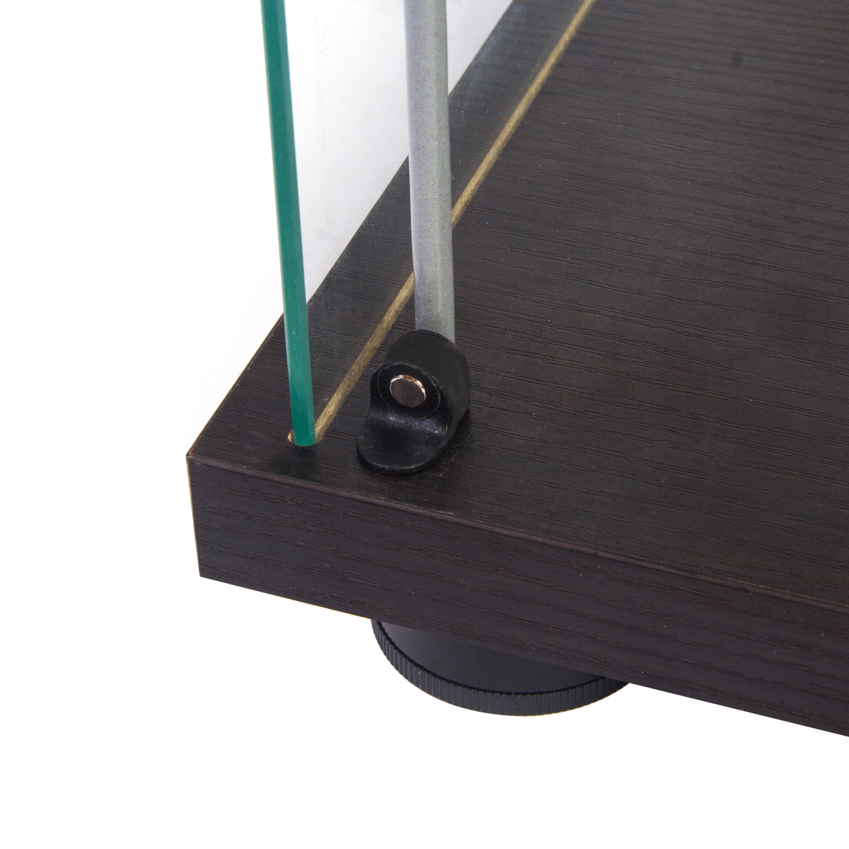 One Door Glass Cabinet Glass Display Cabinet With 4 Shelves, Black Black Glass