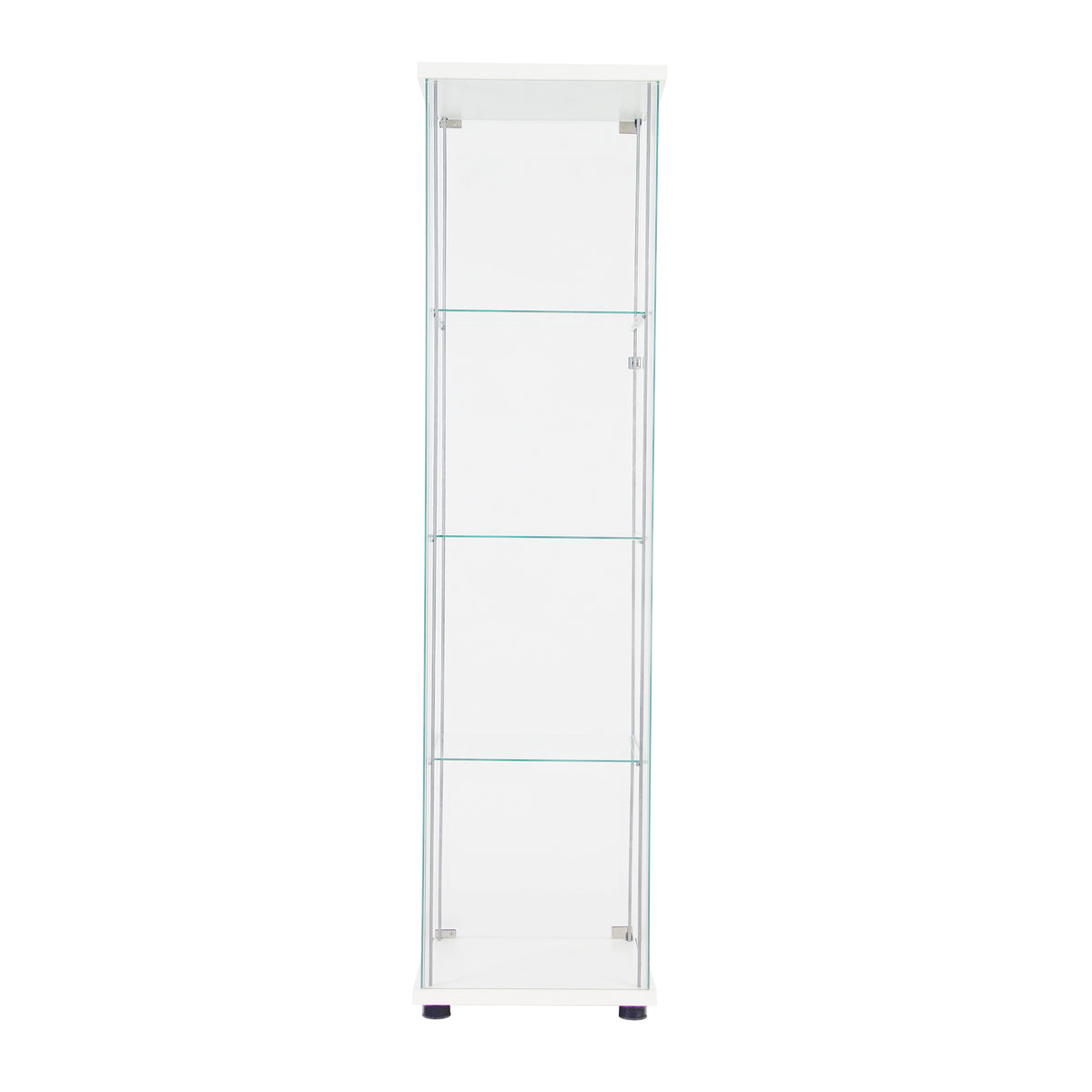 One Door Glass Cabinet Glass Display Cabinet With 4 Shelves, White White Glass