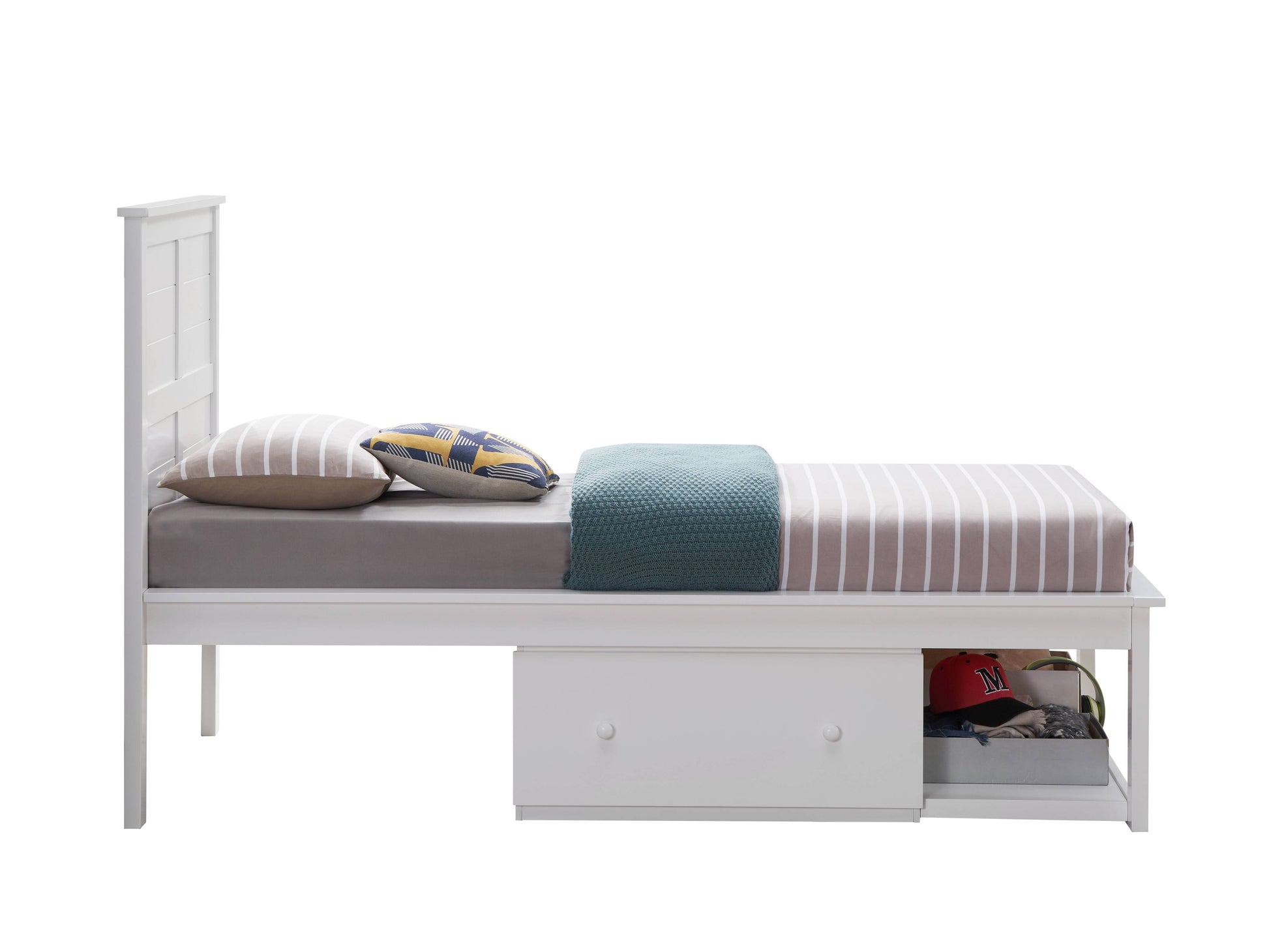 Lolanda Twin Bed White Finish Bd00649T White Solid Wood Mdf