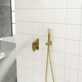 Dual Shower Head 10 Inch Wall Mounted Square Shower System With Rough In Valve,Gold Gold Stainless Steel