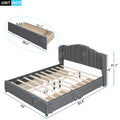 3 Pieces Bedroom Sets Queen Size Upholstered Platform Bed With 4 Drawers, Marble Top Nightstand And Storage Dresser, Gray Gray Mdf