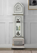 Noralie Grandfather Clock W Led Mirrored & Faux Diamonds Ac00347 Silver Glass
