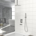 Shower System With Waterfall Tub Spout,12 Inch Ceiling Mount Square Shower System With Rough In Valve, Brushed Nickel Brushed Nickel Stainless Steel