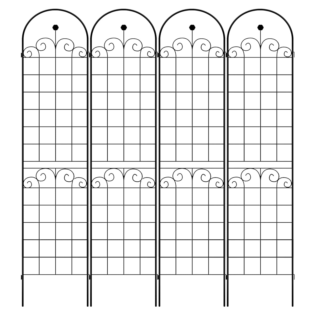 4 Pack Metal Garden Trellis For Climbing Plants Outdoor 86.7'' X 19.7'' Rustproof Plant Support Rose Trellis Netting Trellis Black Black Iron