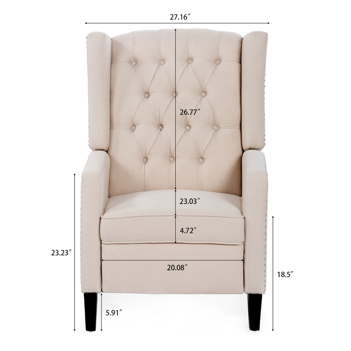 27.16" Wide Manual Wing Chair Recliner Beige Fabric