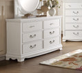 Classic Traditional Style Dresser Of 6X Drawers White Finish Bedroom Antique Handles Wooden Furniture White 5 Drawers & Above Bedroom Traditional Wood