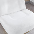 Modern Velvet Swivel Accent Chair, Swivel Barrel Chair With Gold Finish Stainless Steel Base White Polyester