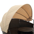 Kd Rattan Round Lounge With Canopy Bali Canopy Bed Outdoor, Wicker Outdoor Sofa Bed With Lift Coffee Table Beige Cotton Steel